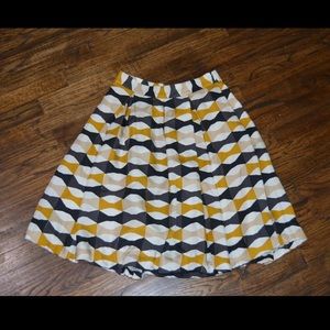 Yellow, Black, and Tan Pleated Skirt